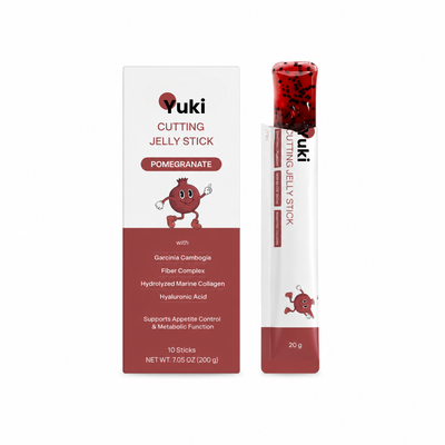 Yuki Cutting Jelly Stick box with opened pomegranate jelly stick